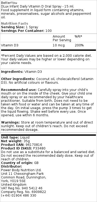 DLux - Καθημερινό Σπρέι Βιταμίνης D για Βρέφη - 15 ml - Image 2