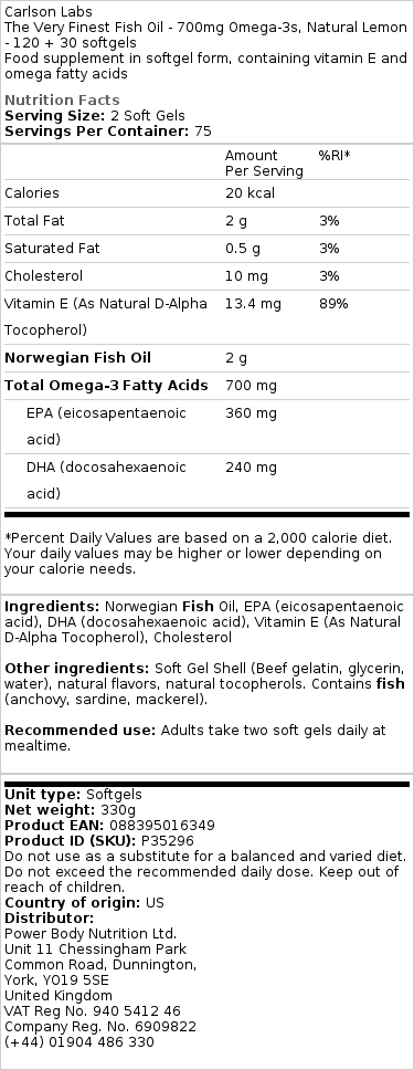 The Very Finest Fish Oil - Ωμέγα-3 700mg, Φυσικό Πορτοκάλι - 150 μαλακές κάψουλες - Image 2