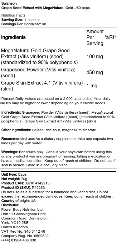 Druekerneekstrakt - Εκχύλισμα Σπόρων με MegaNatural Gold - 60 κάψουλες - Image 2