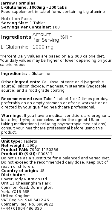 Brand - L-Γλουταμίνη, 750mg - 120 φυτικές κάψουλες - Image 2