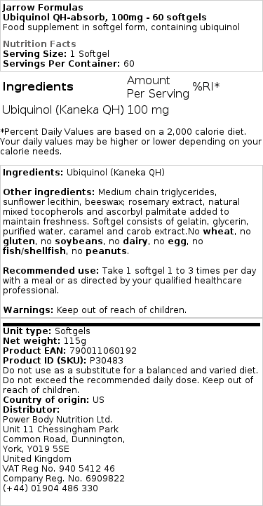 Ubiquinol - Κοενζύμη QH-απορρόφηση - 100mg · 60 μαλακές κάψουλες - Image 2
