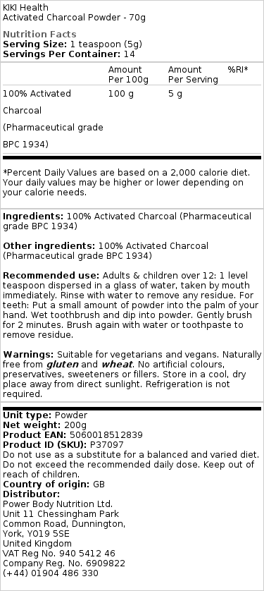 Aktivt kul - Ενεργός άνθρακας σε σκόνη - 70 g - Image 2