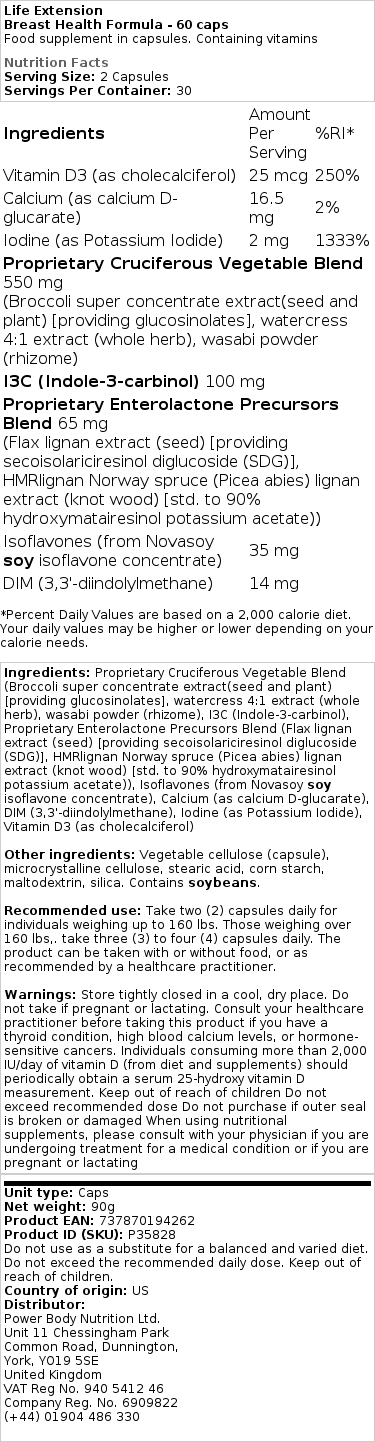Life Extension - Φόρμουλα Υγείας Μαστού - 60 κάψουλες - Image 2