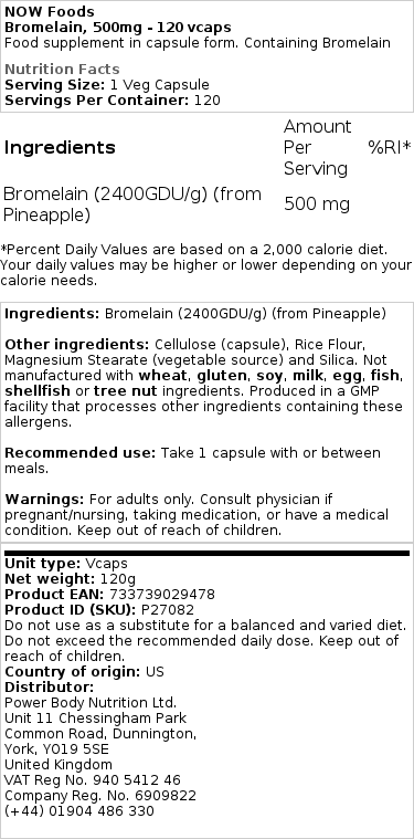 Brand - Βρωμελαΐνη, 500mg · 120 κάψουλες - Image 2
