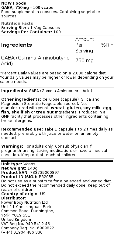 Brand - GABA, 750mg - 100 κάψουλες - Image 3