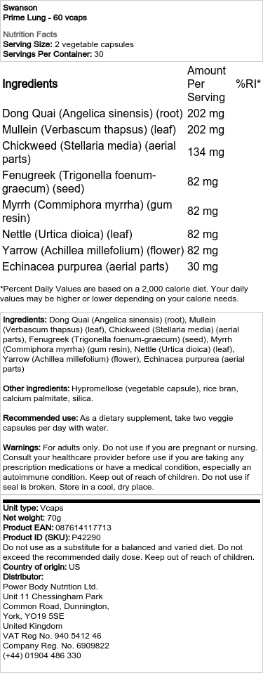 Prime Lung - Πρωτεύον Πνεύμονας - 60 κάψουλες - Image 2