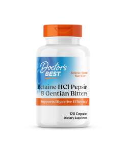 Doctor's Best - Betain HCl Pepsin & Gentian Bitters - 120 kapsler