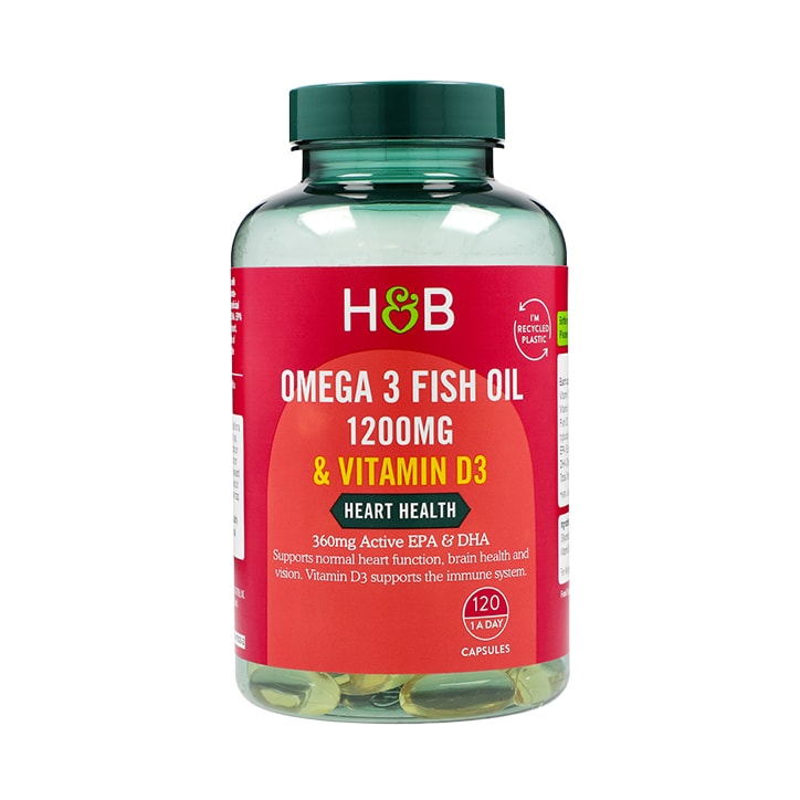 Holland & Barrett - Omega 3 Fiskeolie 1200mg & Vitamin D3 - 120 kapsler