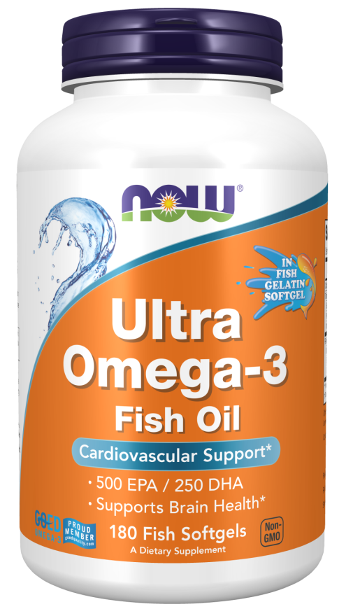 NOW Foods - Ultra Omega-3 (I fiskegelatine softgels) - 180 fiske softgels