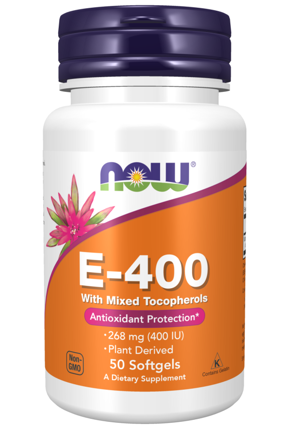 NOW Foods - Vitamin E-400 - Naturlig (Blandede Tocopheroler) - 50 bløde kapsler