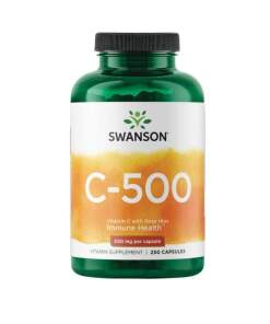 SWANSON C-vitamin 500 mg + vild rose 250 kapsler