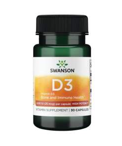 SWANSON D-vitamin D-3 1000IE 30 kapsler