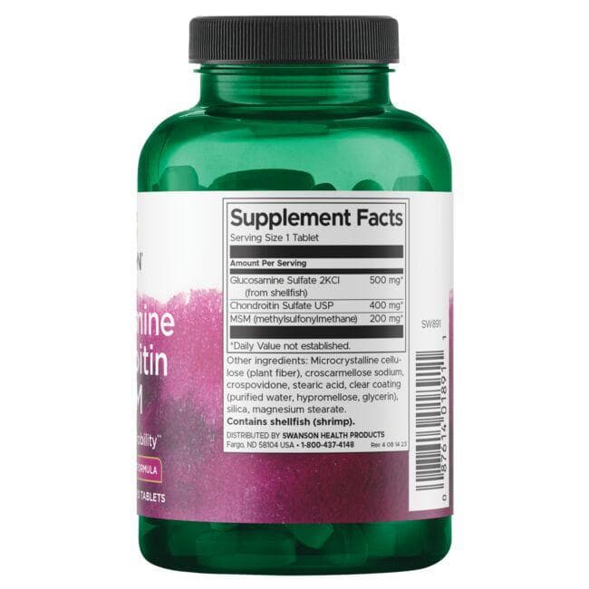 SWANSON - Γλουκοζαμίνη/Χονδροϊτίνη/MSM 500/400/200mg - Image 2